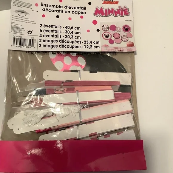 Disney‎ Minnie Mouse Paper Fan Decorating Kit - Pink and Black 2 PK - Picture 4 of 7